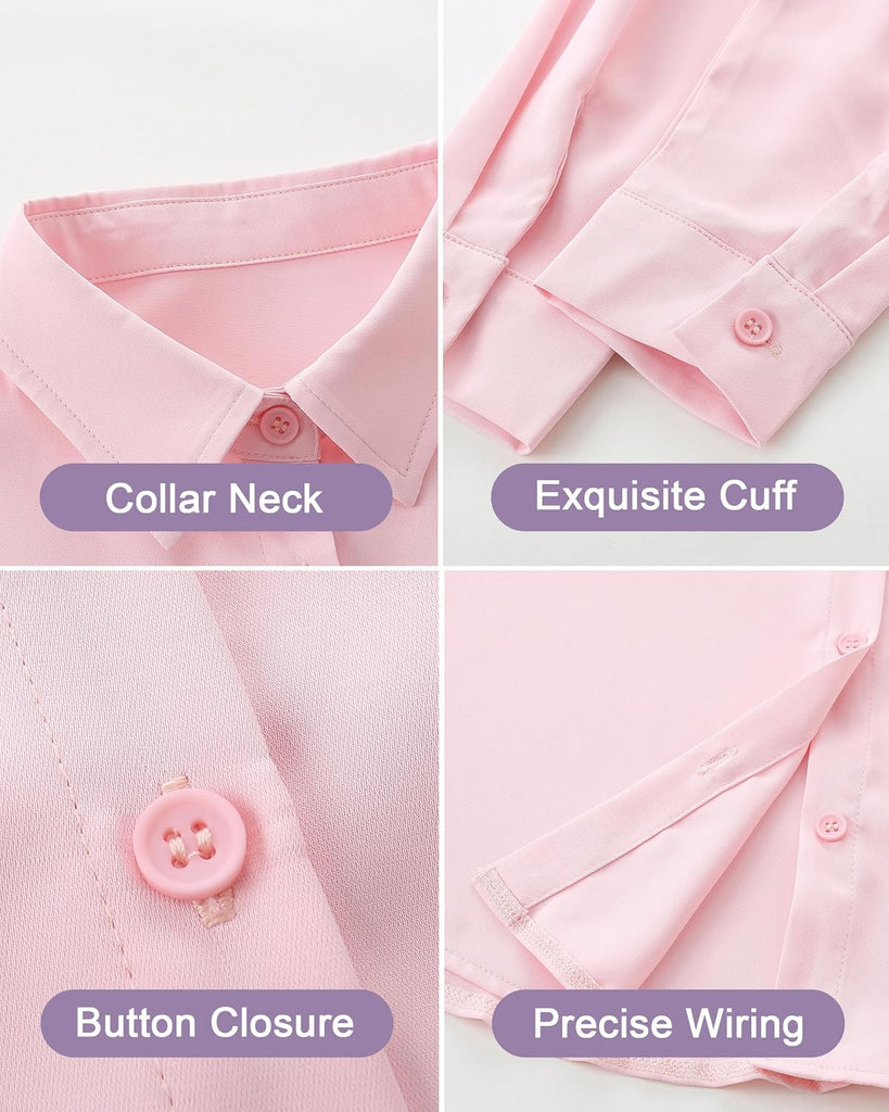 Shirts Button Down Long Sleeve Girl School Uniform Blouse