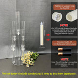 2Pcs 26.8'' Acrylic Candelabra Centerpieces,Clear 5 Arms Candlesticks Holder with Acrylic Shade for Candlelight