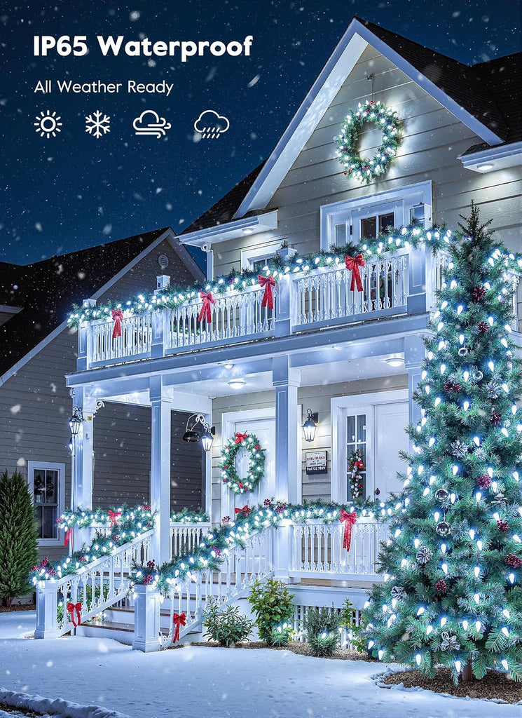 C9 Christmas Lights Outdoor, 114FT 150 LED Pure White Lights