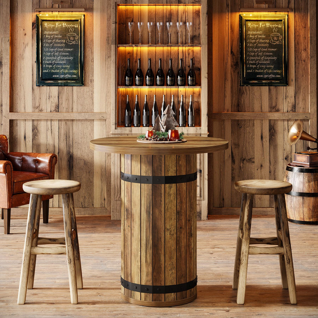 Round Bar Table, 39.4-Inch Bar Height, Bistro Pub Table