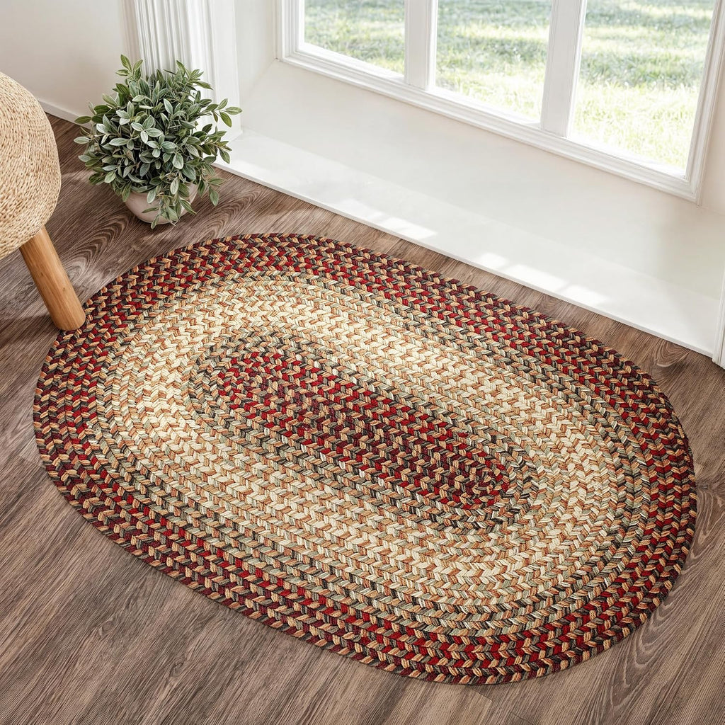 EastEnd EL73 Spanish Red 3' x 5' Oval - Braided Area Rug, Home Decor, Floor Mat or Bedroom Rug - Easy Care, Ideal for