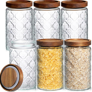 6 Pcs 34 oz Vintage Airtight Glass Storage Jars with Lids