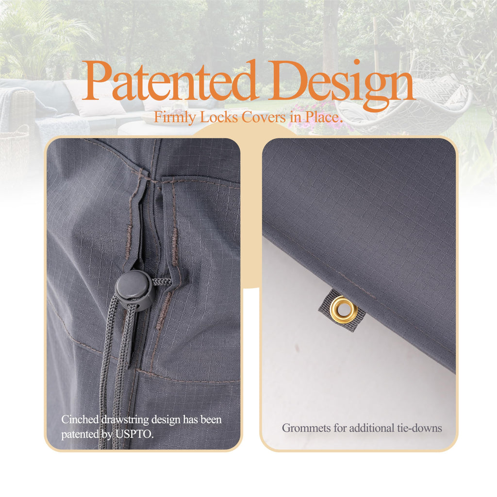 Ripstop Round Patio Table Cover, 84" D x 31" H, Grey