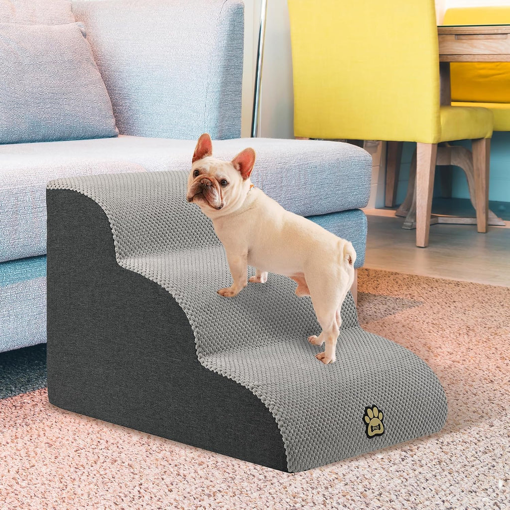 Pet Steps Dog Stairs for Sofa Couch and Bed High Density Sponge Pet Ramp with Removable Washable Cover Non-Slip Base