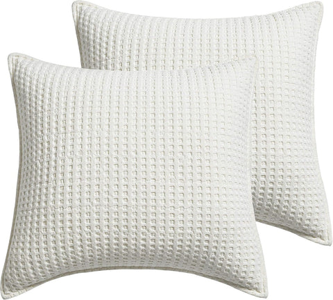 Mills Waffle - Euro Sham (Set of Two) - Cream - Sham Size (26x26in.), No Insert