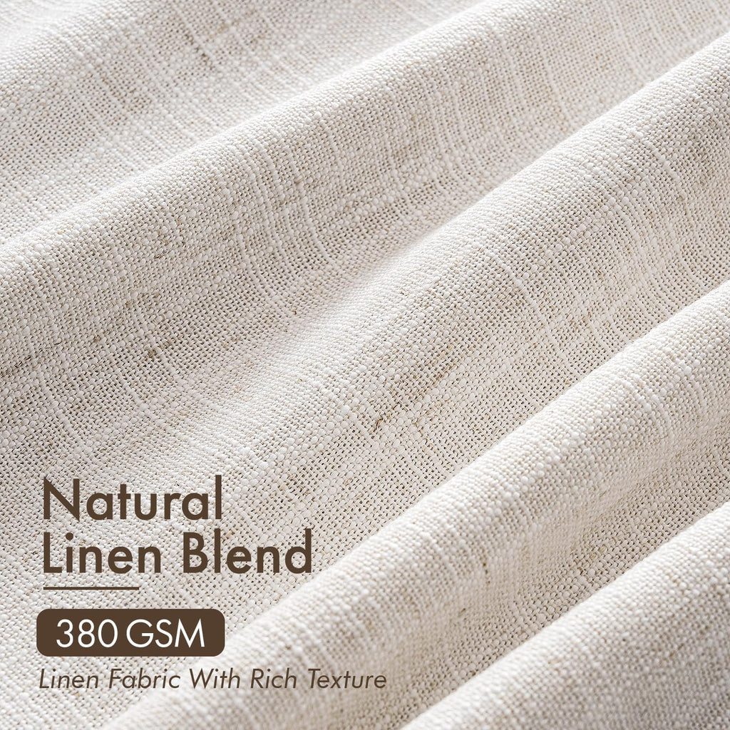4 Panels Set Pinch Pleated Linen Curtains 90 Inches Long for Living Room Bedroom, Thick Linen Textured Memory Trained