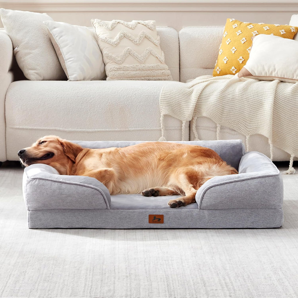 XL Orthopedic Dog Bed for Large Dogs, Removable Washable, Grey