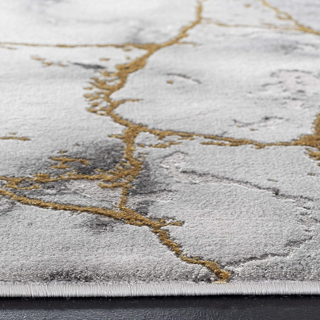 Area Rug 8x10 - Craft Collection - Large - Grey & Gold, Modern Abstract Design, Non-Shedding & Easy Cleaning, Ideal