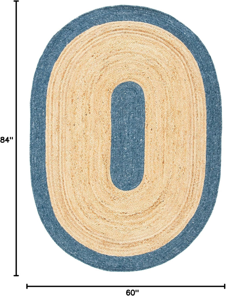 Braided Oval Rug, Wool Navy & Brown BRD910N