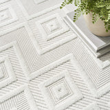 Home Versatile Ivory White 8' x Round Area Rug - Easy Clean, Non Shedding, Bed Room, Living Room, Di