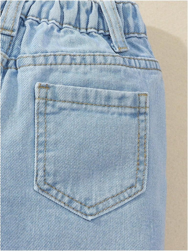 Toddler Girl's Jeans Shorts Cute Coquette Bowknot Ripped Distressed Denim Shorts