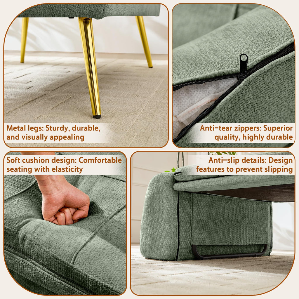 Futon Chair, 3-in-1 Chair Sleeper Bed for Adults with Back Support