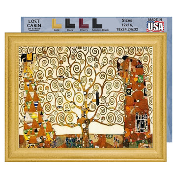Cabin The Tree of Life by Gustav Klimt | Canvas in Gold Beveled Frame | Fine Artwork Painting Reproduction | Framed