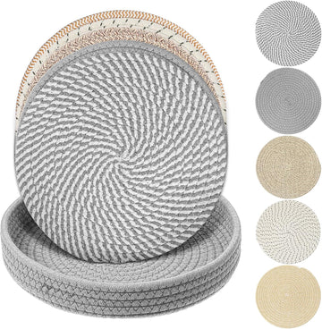 Inch Trivets for Hot Dishes, Extra Large Thick Heat Resistant Hot Pads, Cotton Pot Holders for Countertop - Set of 5