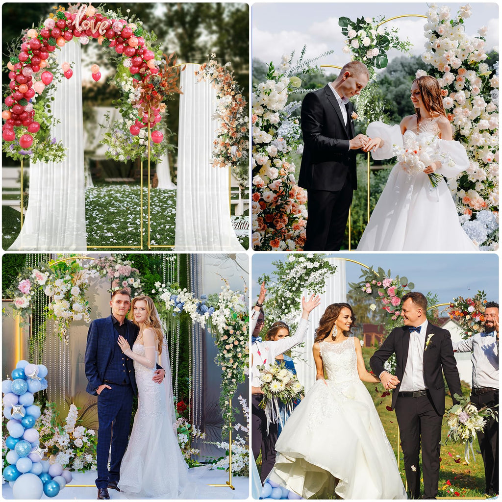 Metal, 7.2FT+6FT Wedding Arch Frame, Gold Wedding Set of 2, Balloon Arch Backdrop for Wedding Birthday Party Baby