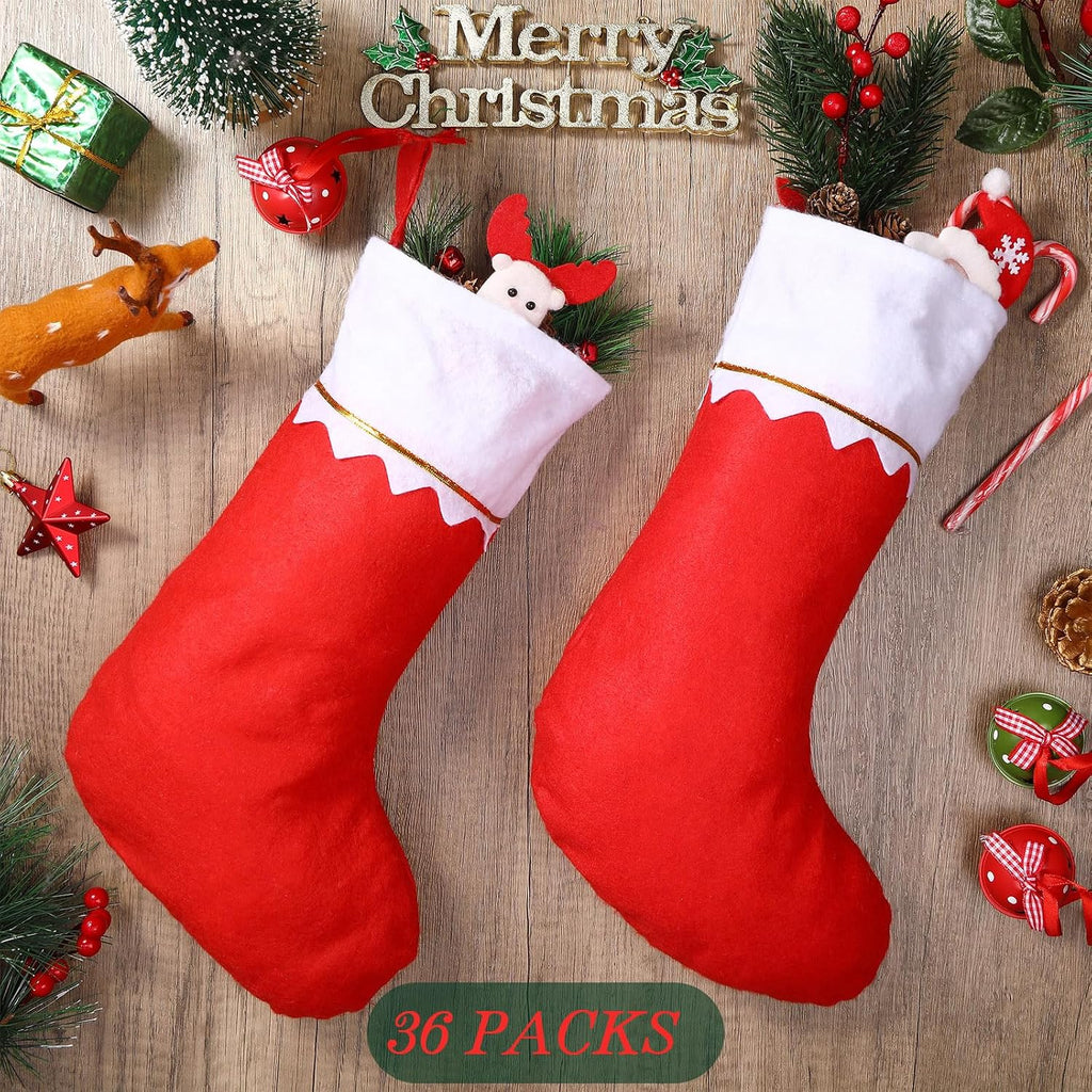 Christmas Stockings Bulk 15 Inch Felt, Red - Set of 36