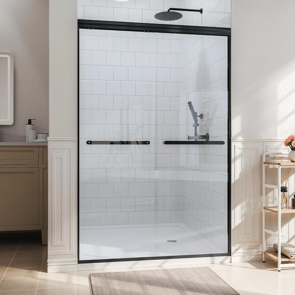 Shower Door 44-48'' W x 72'' H Semi-Frameless Bypasss Bathroom Glass Shower Double Sliding Doors