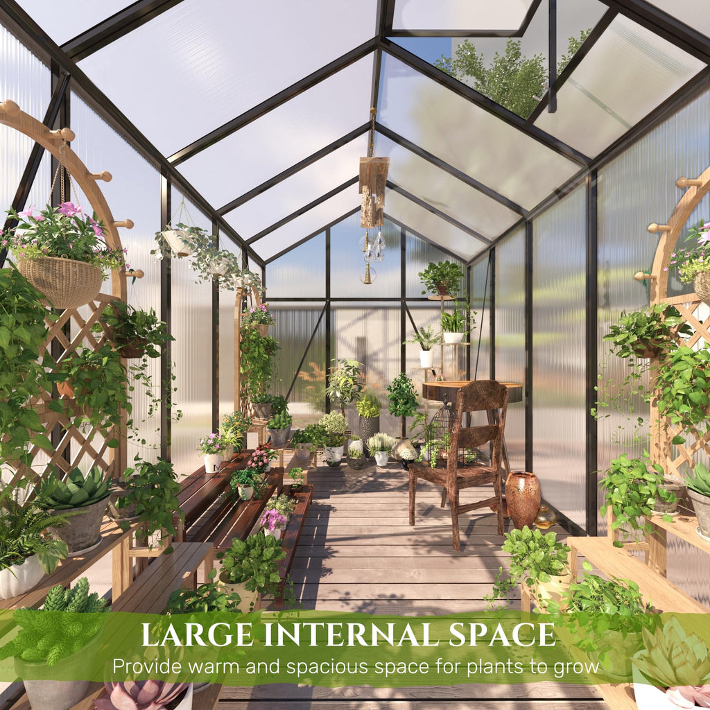 6*8.2FT Greenhouse for Outdoors, Polycarbonate Greenhouse with Stronger Wind Protection and Roof Vent, Walk-in Large