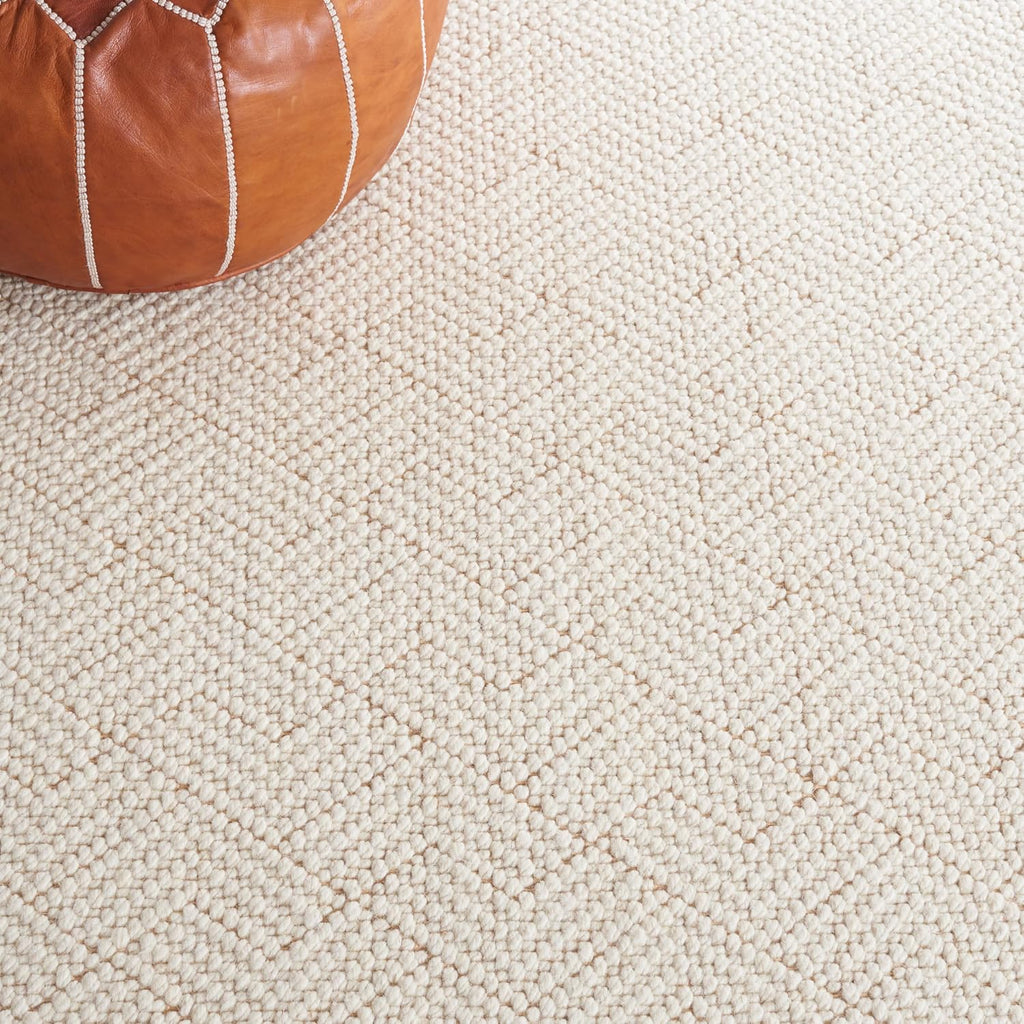 Natural Fiber Area Rug - 9' x 12', Ivory, Handmade Wool & Jute