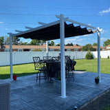10' x 13' Outdoor Retractable Pergola Heavy-Duty Aluminum White Pergola with Sun Shade Canopy Patio Modern Shelter for