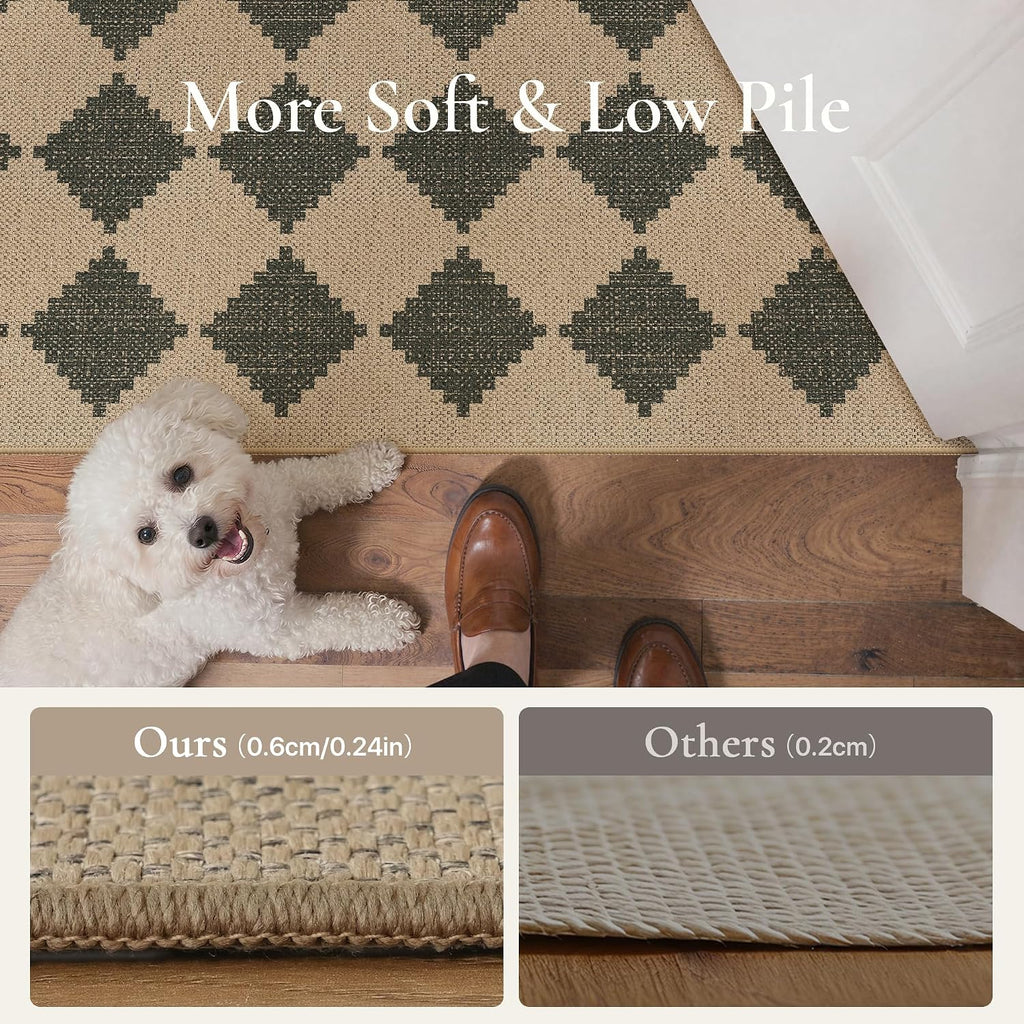 Area Rugs, Washable Outdoor Checkered Non Slip