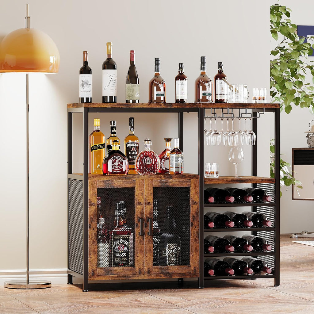 Bar Cabinet with Wine Rack, Liquor Cabinet , Wine Bar with Storage, Home Bar Furniture , Buffet Cabinet & Sideboard