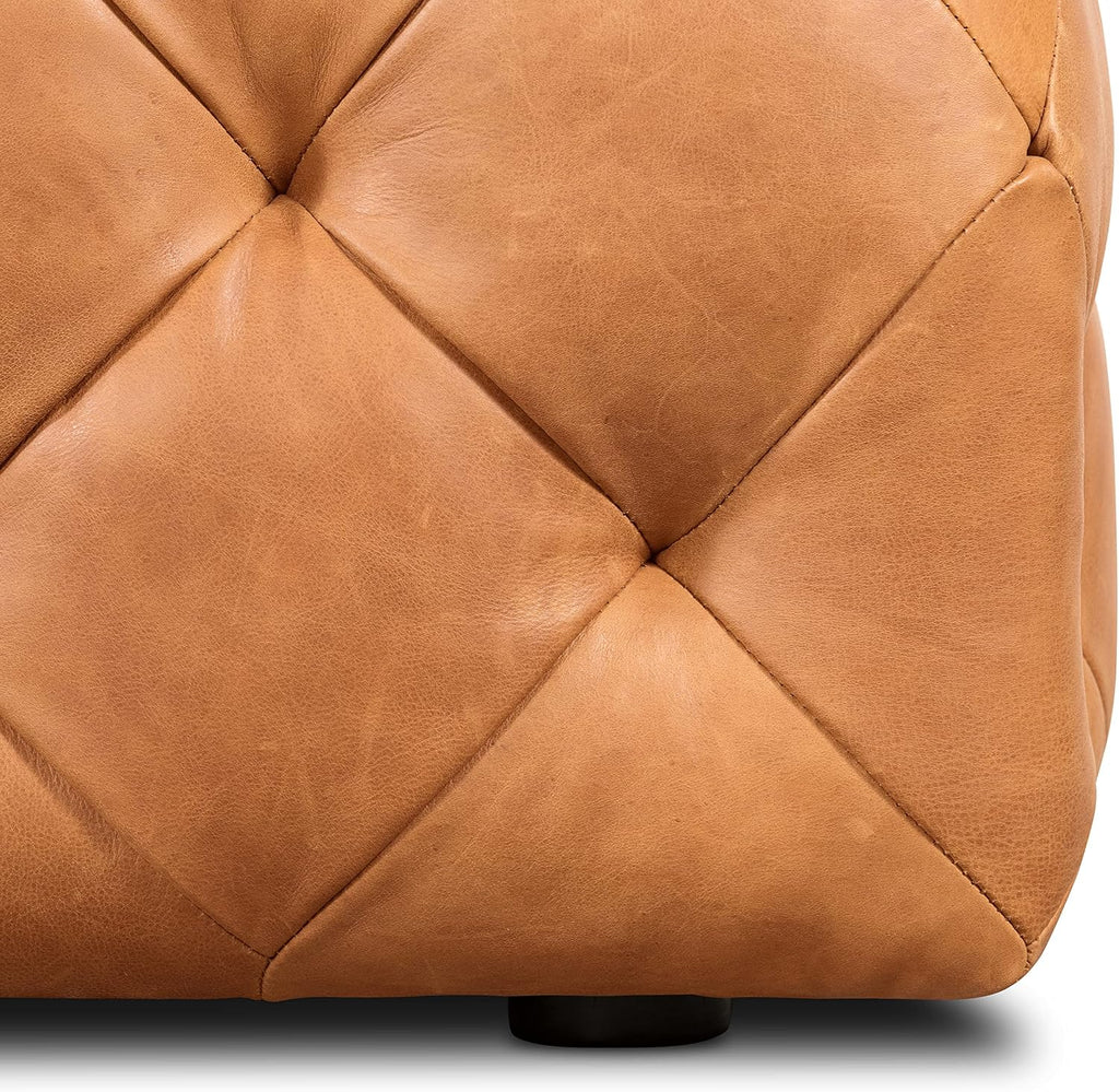 Turin Ottoman in Full-Grain Pure-Aniline Dyed Italian Tanned Leather in Cognac Tan