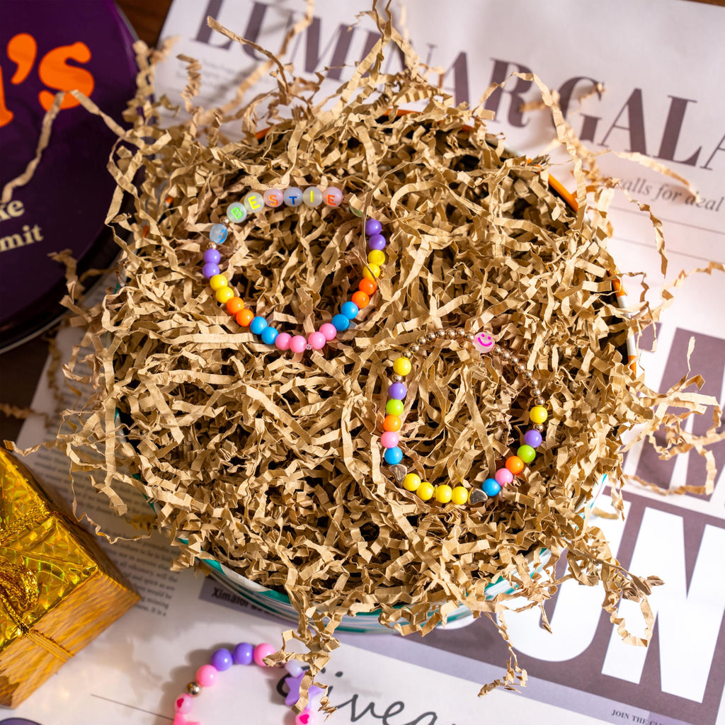 2 LB Easter Gift Wrap Crinkle Filler Paper, Pure Brown Paper Grass, 32oz Shred Raffia Crinkle Cut for Wedding Basket