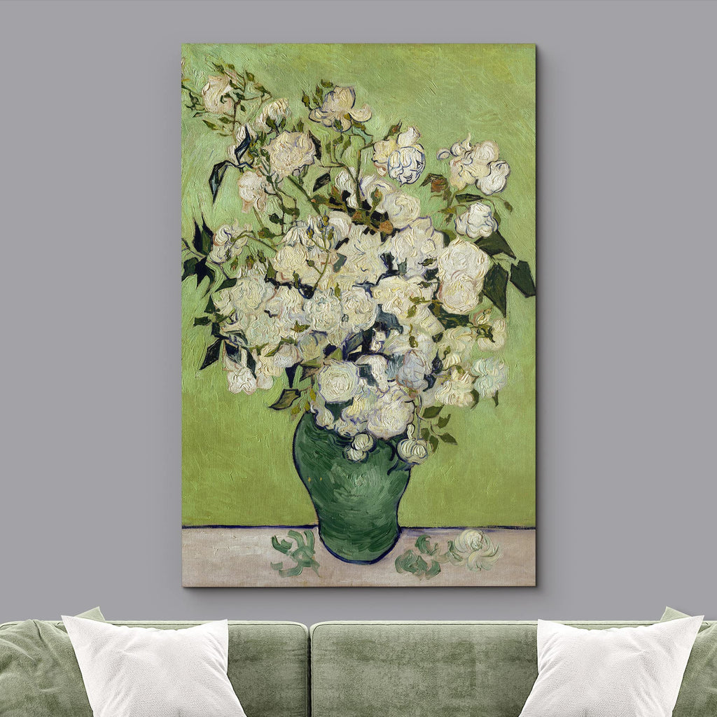 Canvas Print Wall Art Irises & Roses by Master Artist Vincent Van Gogh Nature Wilderness Illustrations Fine Art