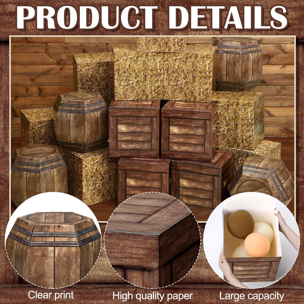 16 Pcs Hay Bales Boxes Western Party Decorations Wine Barrel