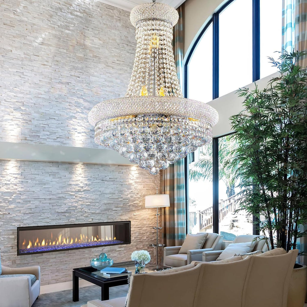13-Lights Empire Style Crystal Chandelier, 23 Inch Luxury K9 Crystal Chandeliers Pendant Lighting for Living Room, Dining Room, Foyer, Entryway, Hallway, chrome A108-B0D2NZZV18