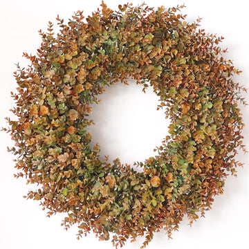 32" Large Fake Eucalyptus Fall Wreath for Front Door Decor(Orange-Green)