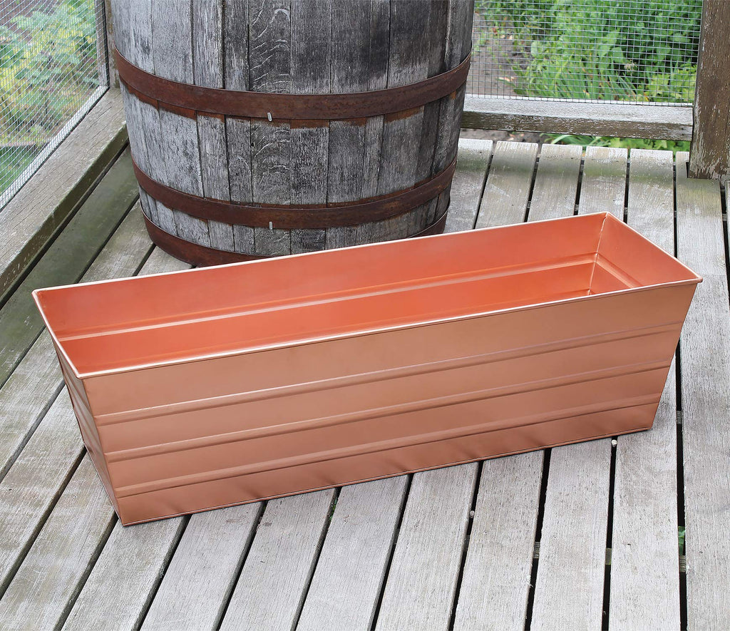Plated Flower Box, Window Flowerbox Planter, Large, Copper