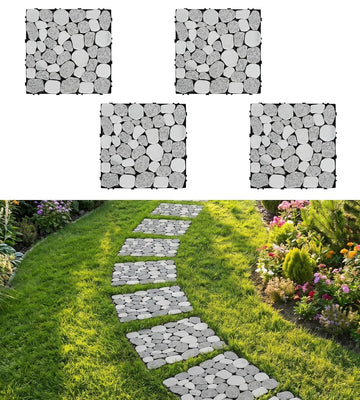 4PCS Natural Stone Decking Tiles, 11.8"x11.8" Outdoor & Indoor DIY Interlocking Flooring, Marble Stepping Stones