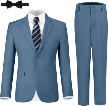 Boys Formal Suits Slim Fit 5 Piece Kids Jacket Pants Set with Shirt Tie