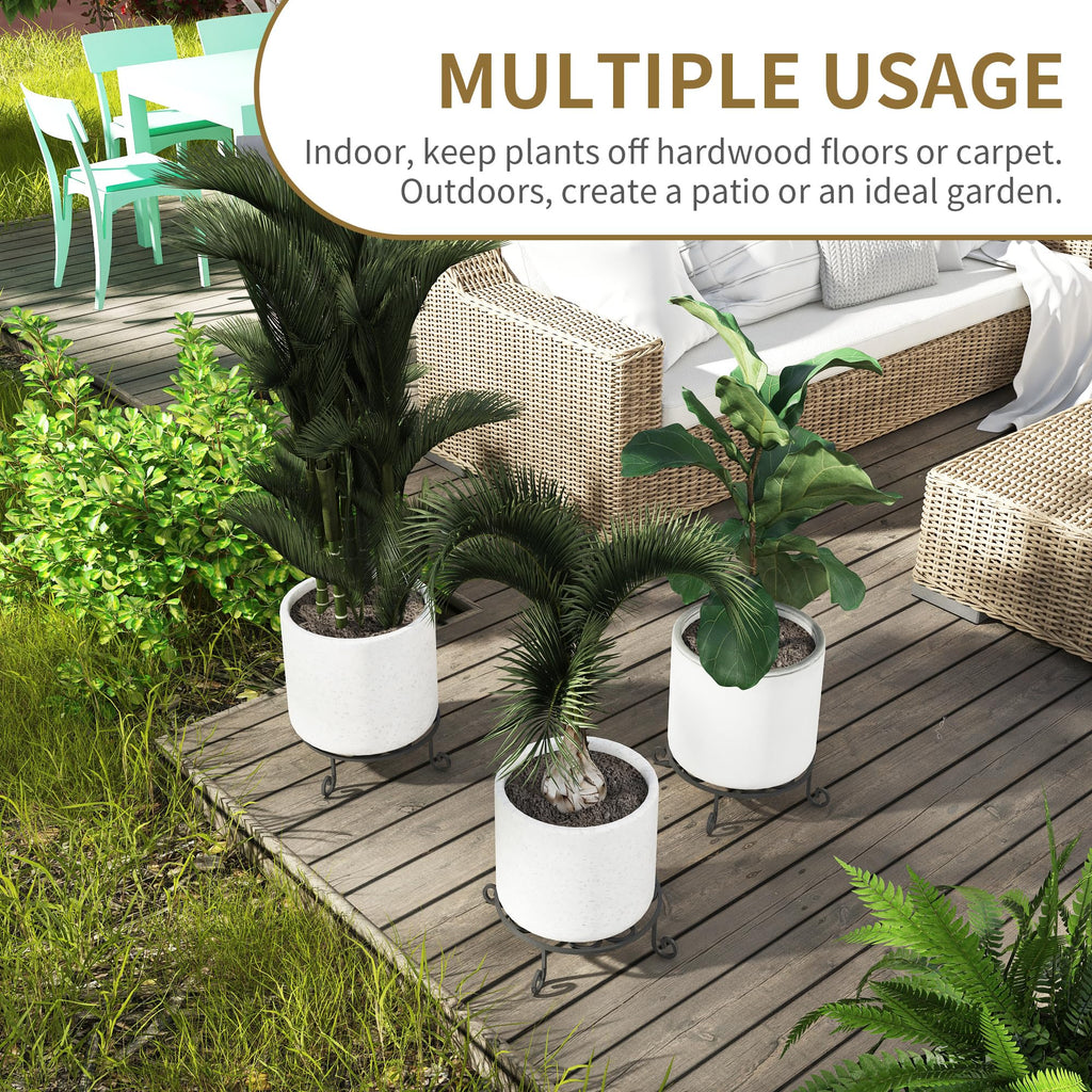 4 Pack 10" Diameter Metal Outdoor Plant Stand Indoor, Black Heavy Duty Potted Holder, Round Anti-Rust Wrought Iron
