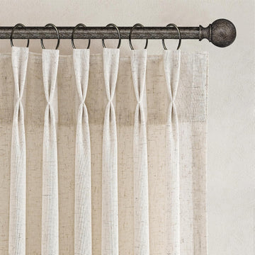 96 Inch Pinch Pleated Linen Curtains 2 Panel Set Light Filtering Privacy Window Curtains for Living Room Bedroom