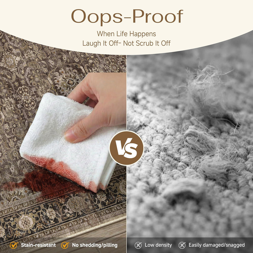 Brown Washable 3x8 Runner Rugs Entryway