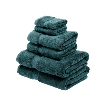 Buckingham Egyptian Cotton 6-Piece Towel Set, Washcloths, Hand Towels, Bath Towels, Teal