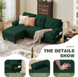 86" Convertible Sectional Sofa, Deep 3-Seat L Shaped Couch with Ottoman and Storage Pocket
