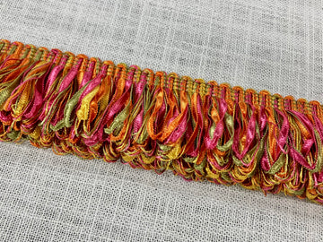 Pink, Green & Orange Thick Loop Fringe Trim 2" Width LPF-3/20-14 Interior Design/Upholstery/Drapery/Home Decorating