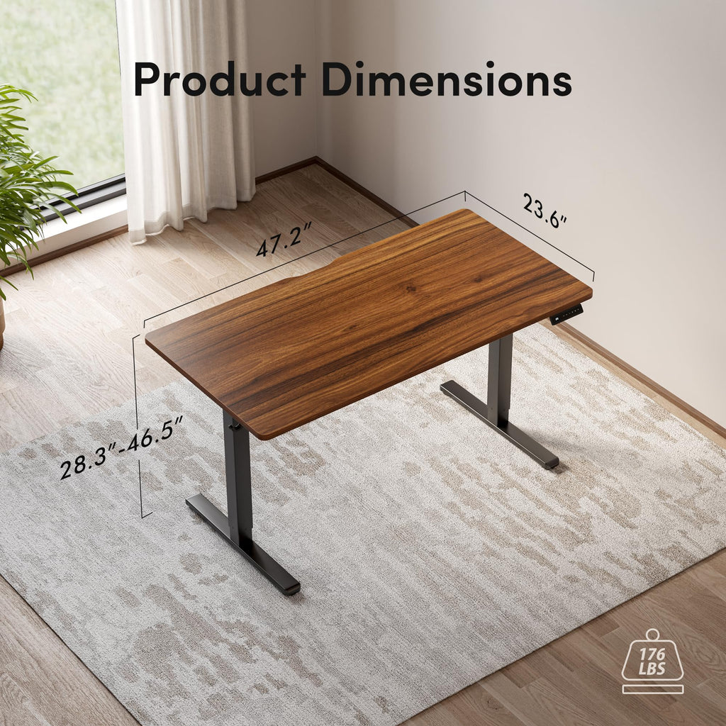 48 x 24 Electric Standing Desk Height Adjustable, Walnut