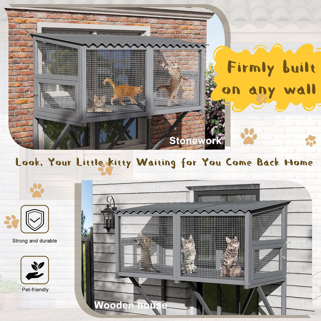 Cat Catio, Cat Window Perch for Indoor Cats, Cats Enclosure Windows