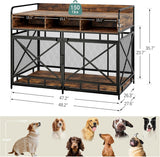 Dog Crate Furniture, 48" Heavy Duty Wooden Dog Crate End Table, XL Dog Kennel Furniture Large Breed