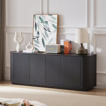Fluted Sideboard Buffet Cabinet, 64" Wood Modern Sideboard with Adjustable Shelf, Coffee Bar Cabinet Storage Cabinet