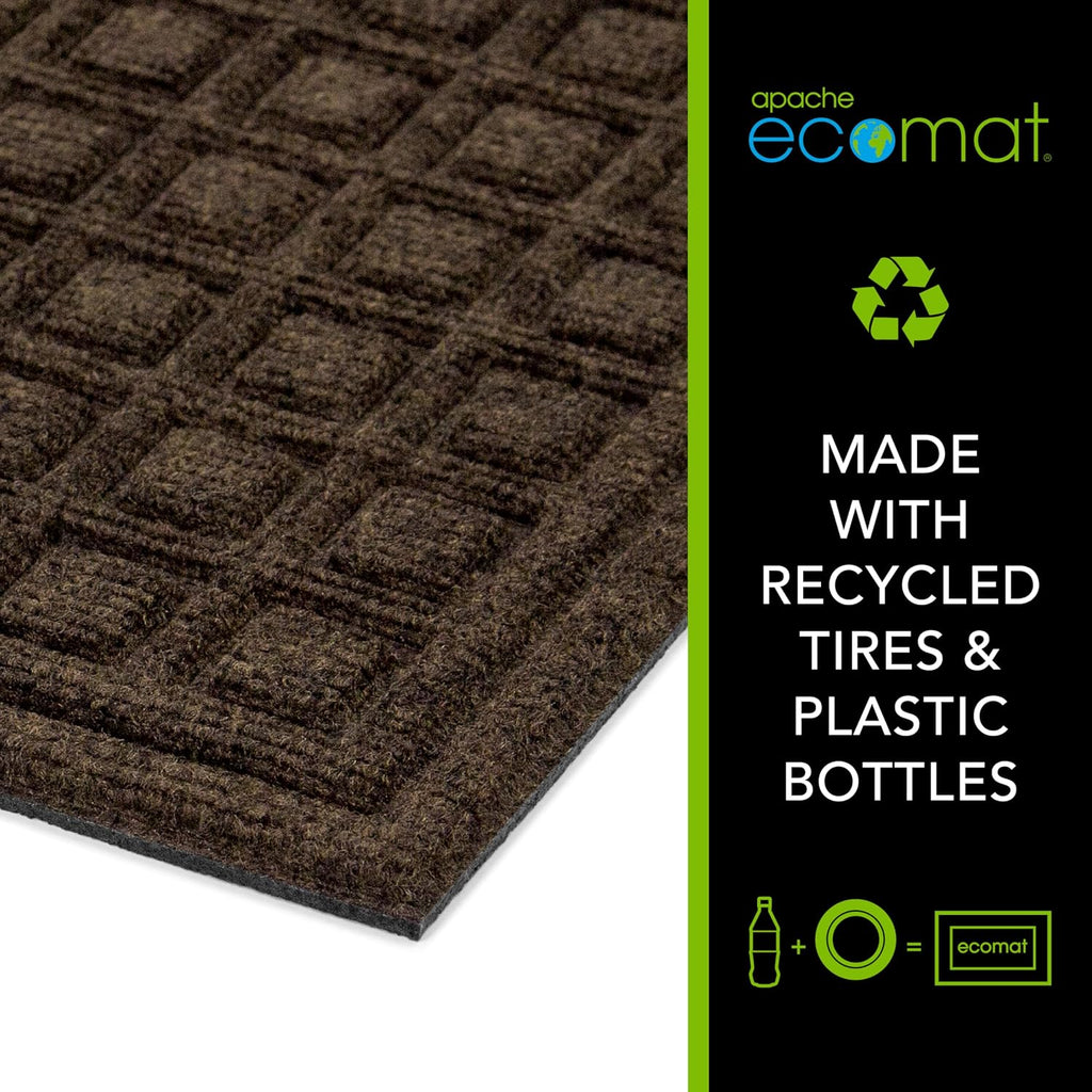 Textures 3' x 5' Blocks Heavy Duty Walnut Door Mat - Weather & Stain Resistant, Non-Slip, Outdoor Mat - Superior