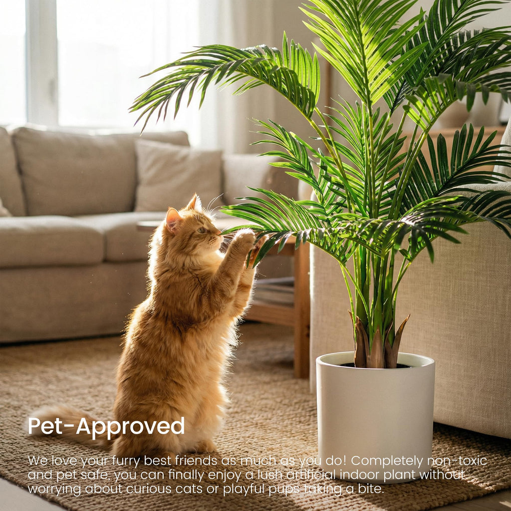 4ft 2-Pack Artificial Palm Tree Plants, 47in Fake Cane Areca Palm Trees