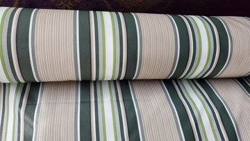 Waterproof Canvas Fabric 600 Denier Polyester, Striped *Sold by The Yard* Fabric for Outdoor/Indoor, 58" Wide. (Green)