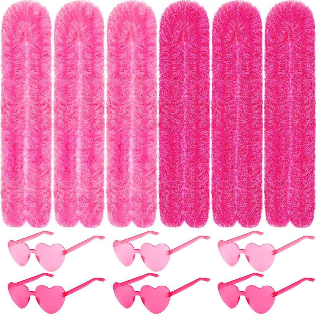 Pink Feather Boa 12PCS Feather Boas Party Pack (2m/6.6ft) Boa Sunglasses