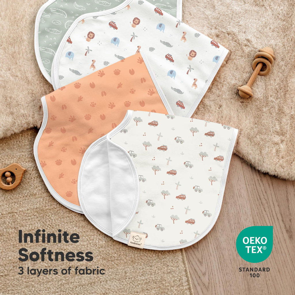 4-Pack Baby Burp Cloths Baby Girl, Boy,Organic Cotton(Wilderness)